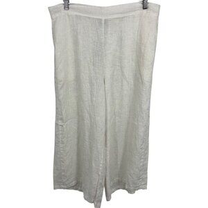 Flax Bold Daylily Pant Large L White Linen Elastic Waist Lightweight Comfort New